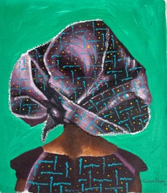 Gele (Headgear) -21st Century, Contemporary, Figurative, Portrait, Modern, Green