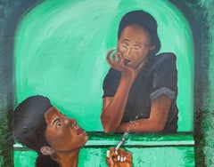 Lucha - 21st Century, Contemporary, Figurative Portrait, Women, Green, Modern