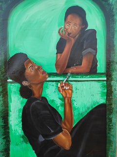 Lucha - 21st Century, Contemporary, Figurative Portrait, Women, Green, Modern
