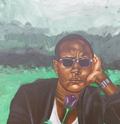 Men Deserve Flowers Too: Realist Mixed Media Painting on Canvas