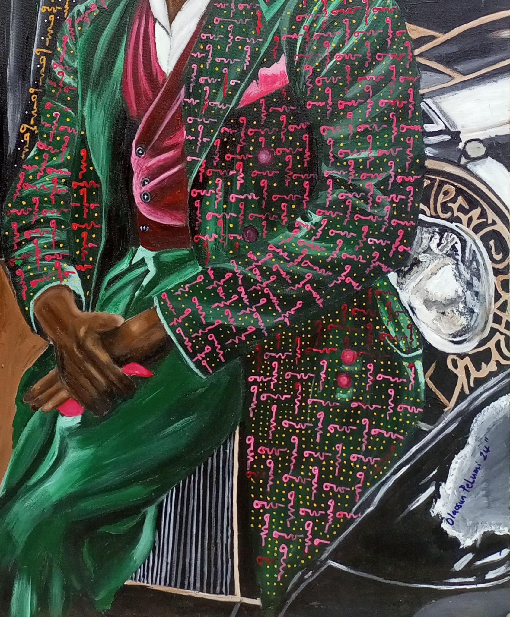 Io e mio fratello  - 21° secolo, Contemporaneo, Ritratto figurativo, Uomini, Verde 1