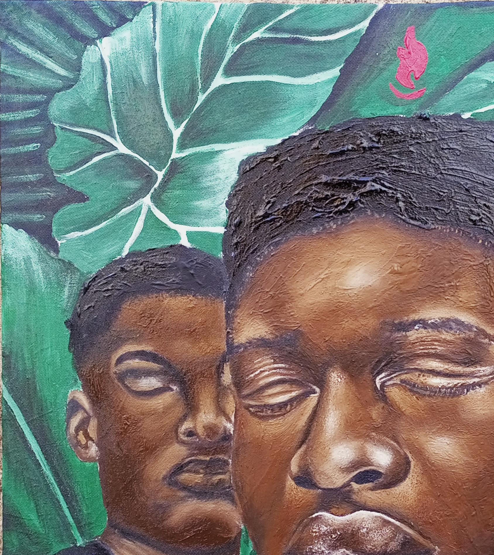 Nuestra tranquilidad - Siglo XXI, Contemporáneo, Figurativo, Moderno, Óleo, Acrílico - Painting de Olaosun Oluwapelumi