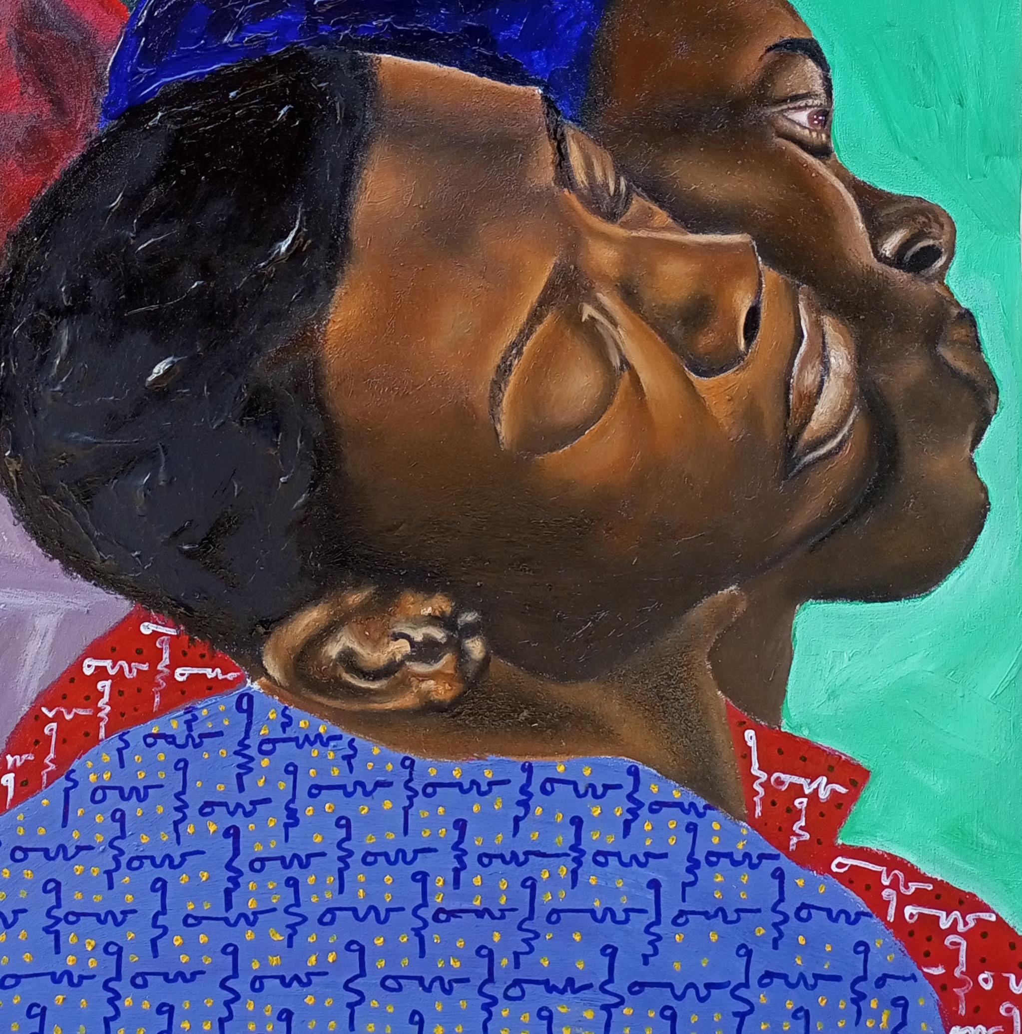 Retrato y Girasol 2 - Siglo XXI, Contemporáneo, Figurativo, Moderno, Óleo en venta 1