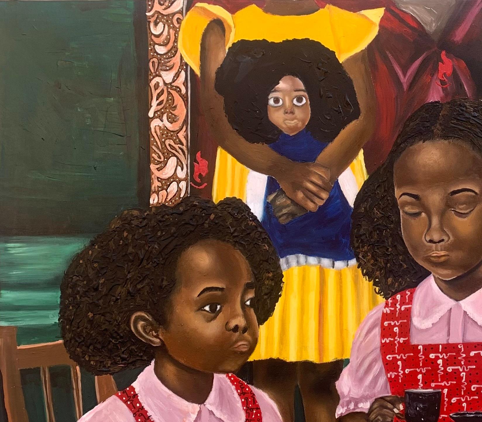 Retrato de una introvertida  -Siglo XXI, Contemporáneo, Figurativo, Comida Niños - Painting de Olaosun Oluwapelumi