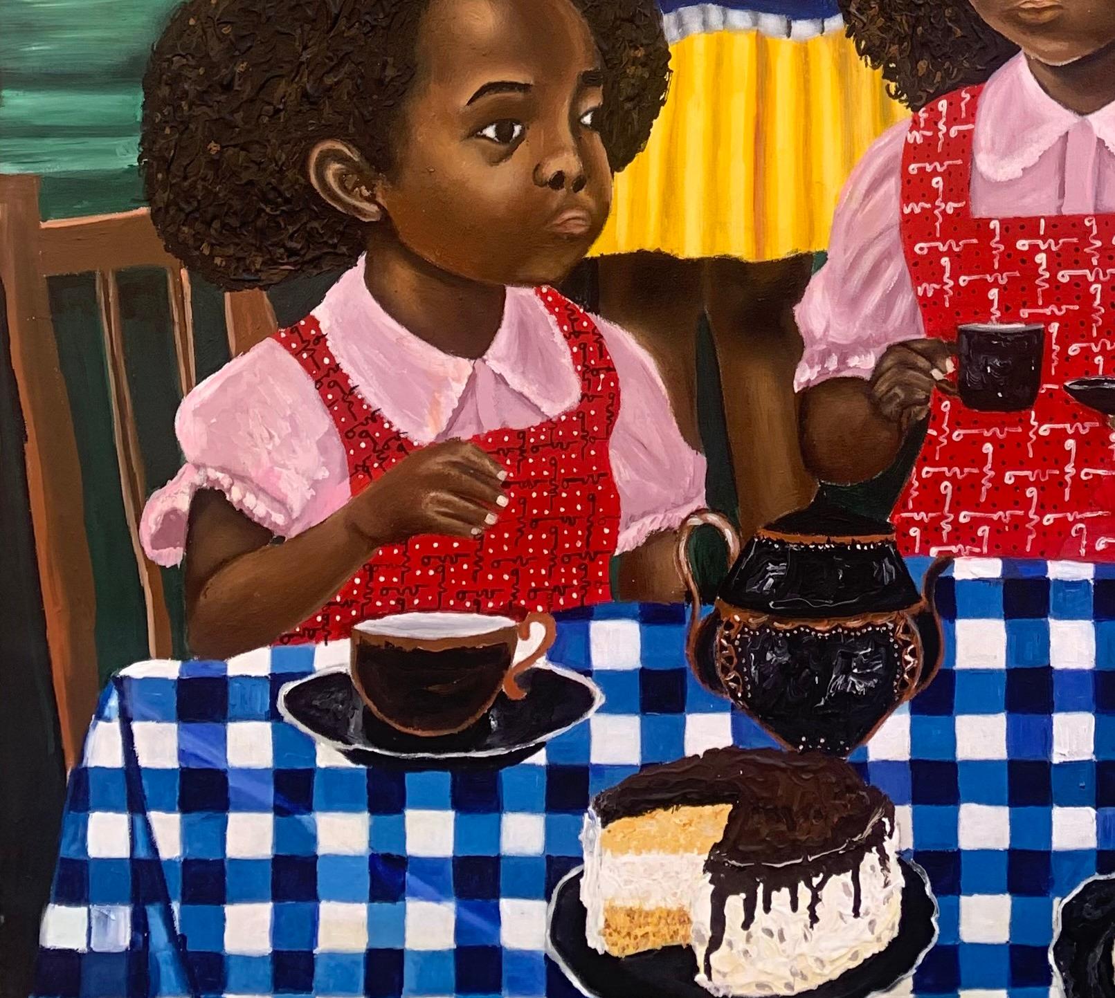 Retrato de una introvertida  -Siglo XXI, Contemporáneo, Figurativo, Comida Niños - Figurative Painting Negro de Olaosun Oluwapelumi