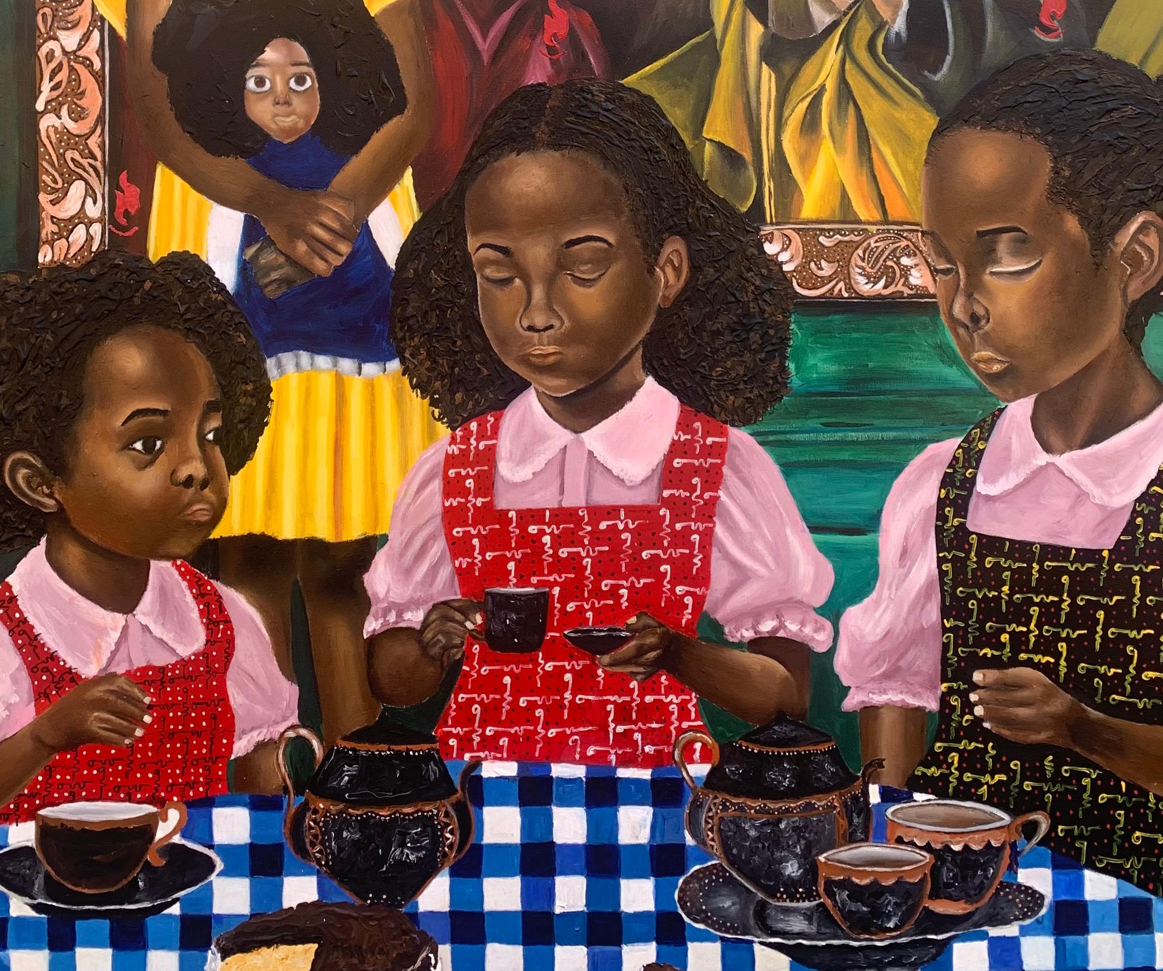 Retrato de una introvertida  -Siglo XXI, Contemporáneo, Figurativo, Comida Niños en venta 1