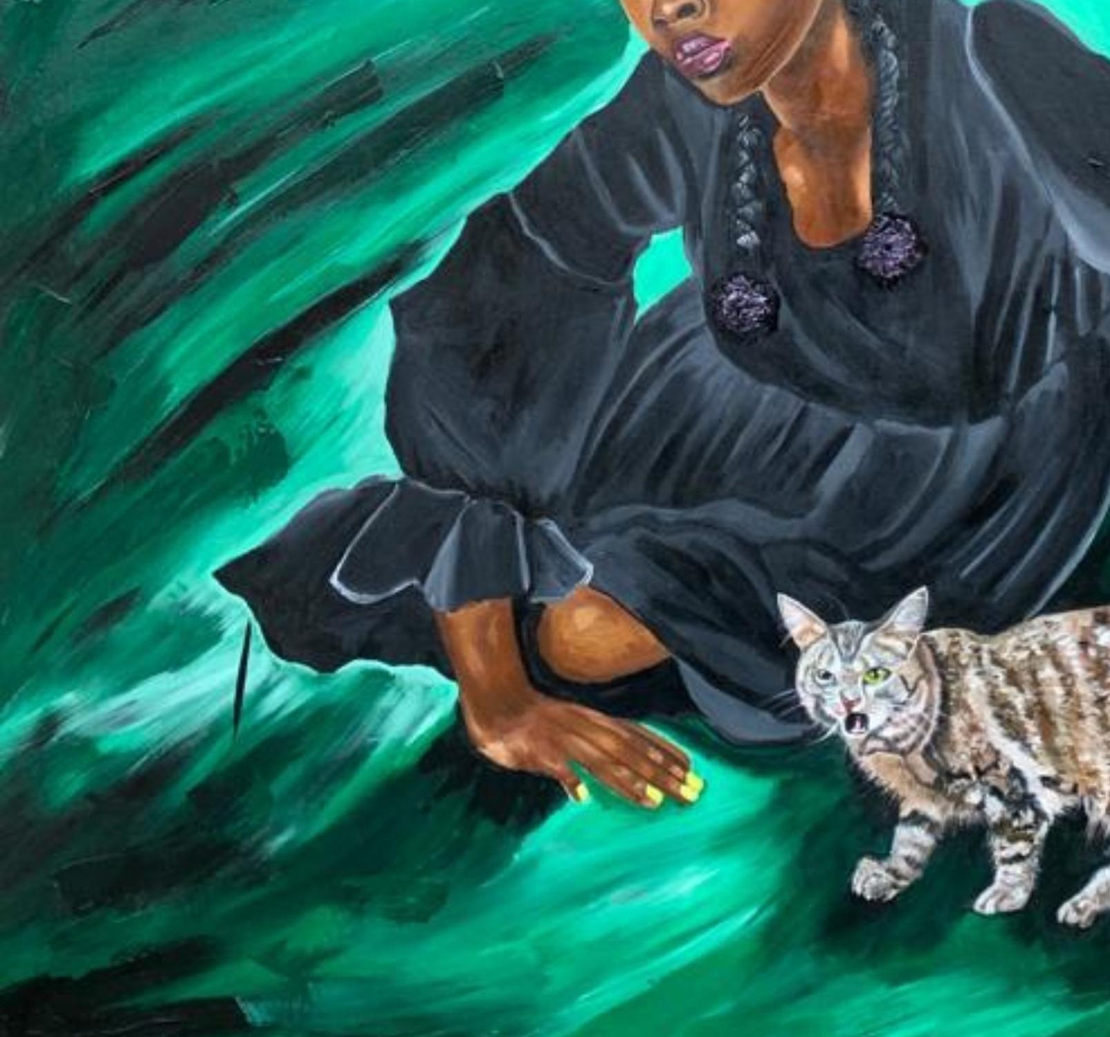 Resilient Spirit - Blue Portrait Painting by Olaosun Oluwapelumi