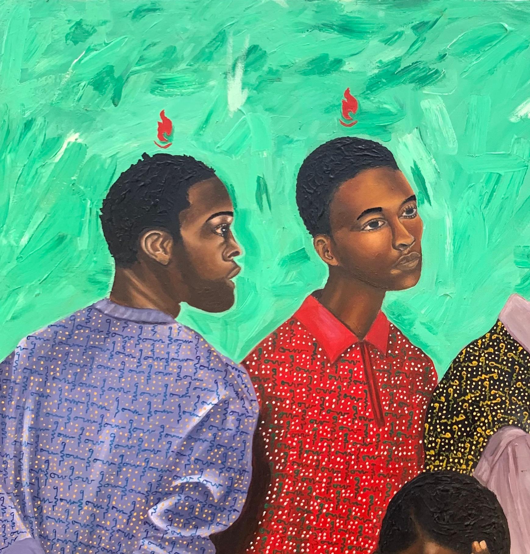 Solid Backbone -Siglo XXI, Contemporáneo, Retrato figurativo, Hombres aman lo moderno - Painting de Olaosun Oluwapelumi
