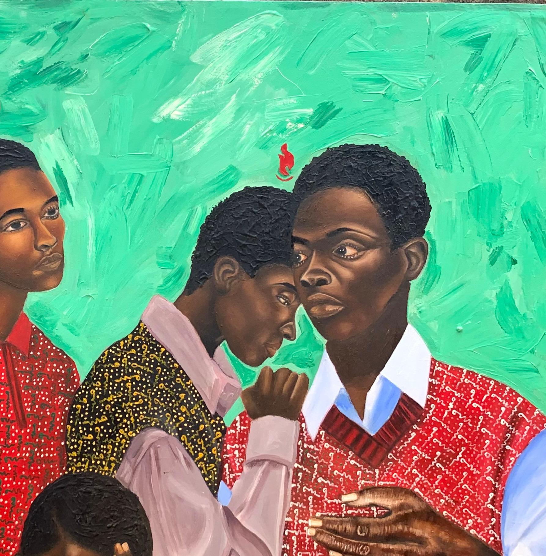 Solid Backbone -Siglo XXI, Contemporáneo, Retrato figurativo, Hombres aman lo moderno - Portrait Painting Negro de Olaosun Oluwapelumi