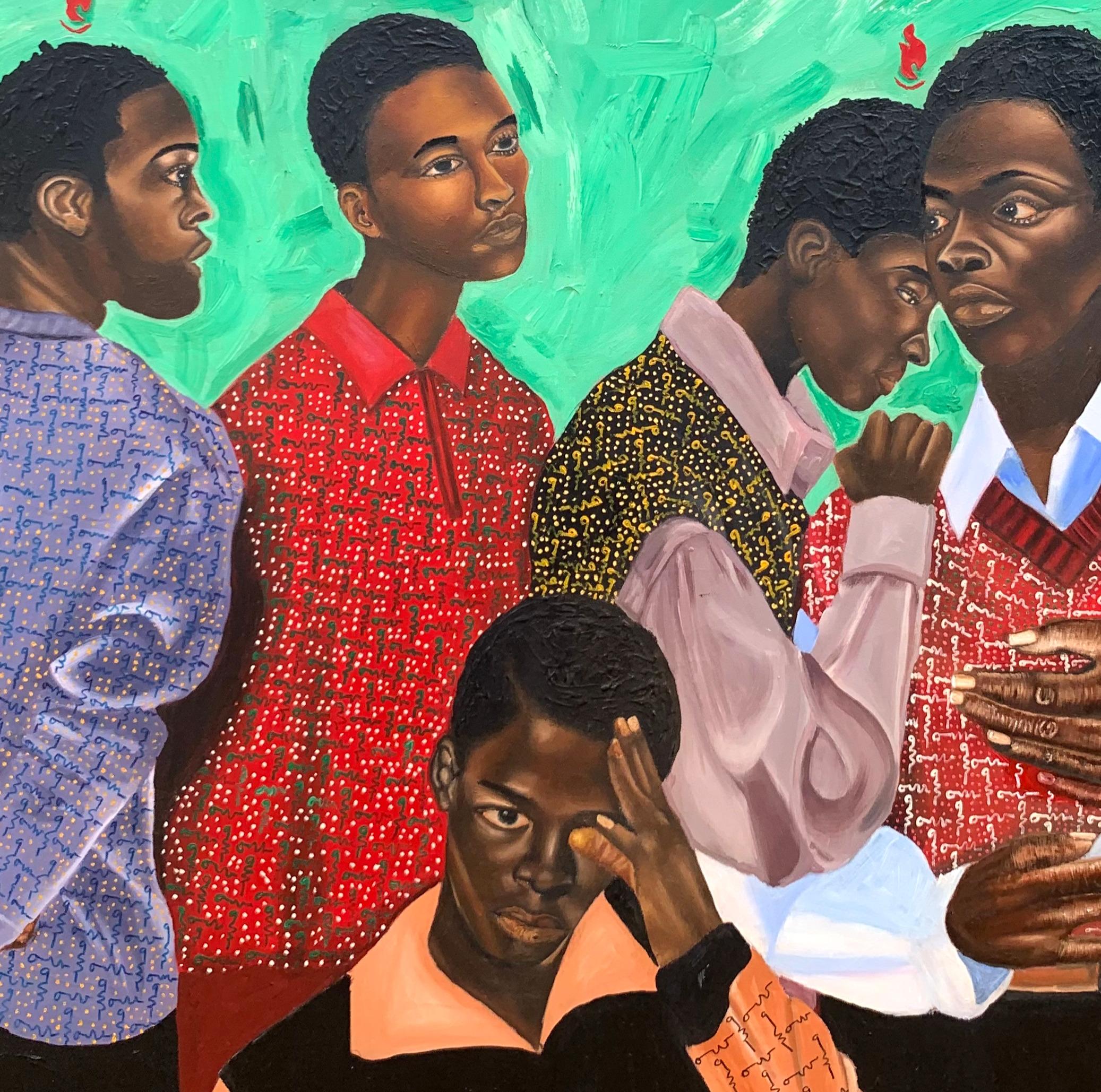 Solid Backbone -Siglo XXI, Contemporáneo, Retrato figurativo, Hombres aman lo moderno en venta 2