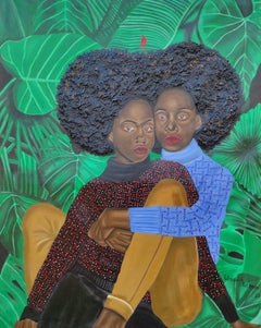 Las manos que me sostienen  -Siglo XXI, Contemporáneo, Retrato figurativo, Verde
