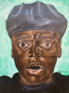 Esto pasará 1  - Siglo XXI, Contemporáneo, Retrato Figurativo, Hombre, Verde