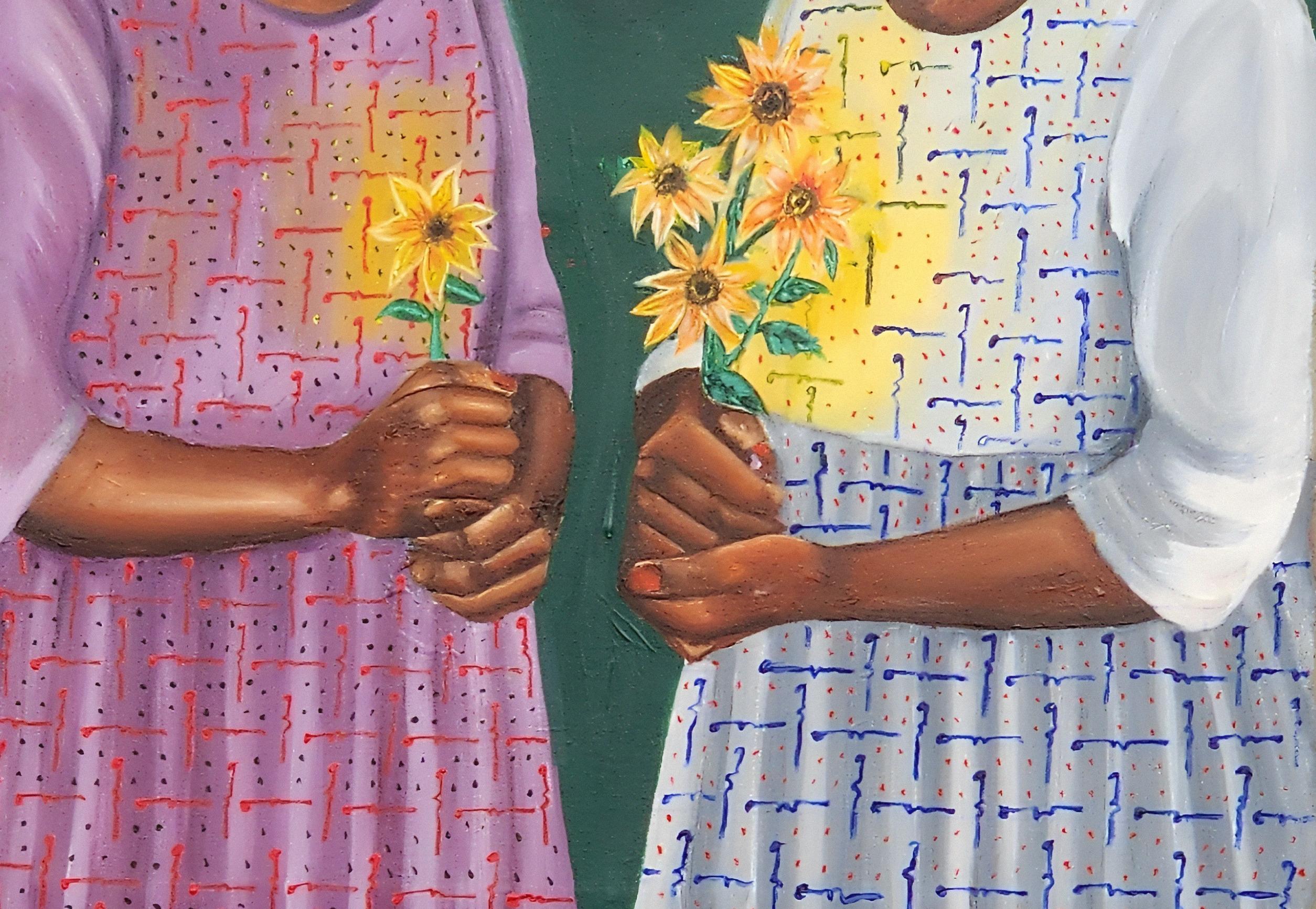 “Time Zones in Destiny” explores the concept that even those born of the same soil, time, and story may grow on divergent timelines. Though they appear identical, mirroring hopes, fears, and dreams, these two figures live in different spiritual time
