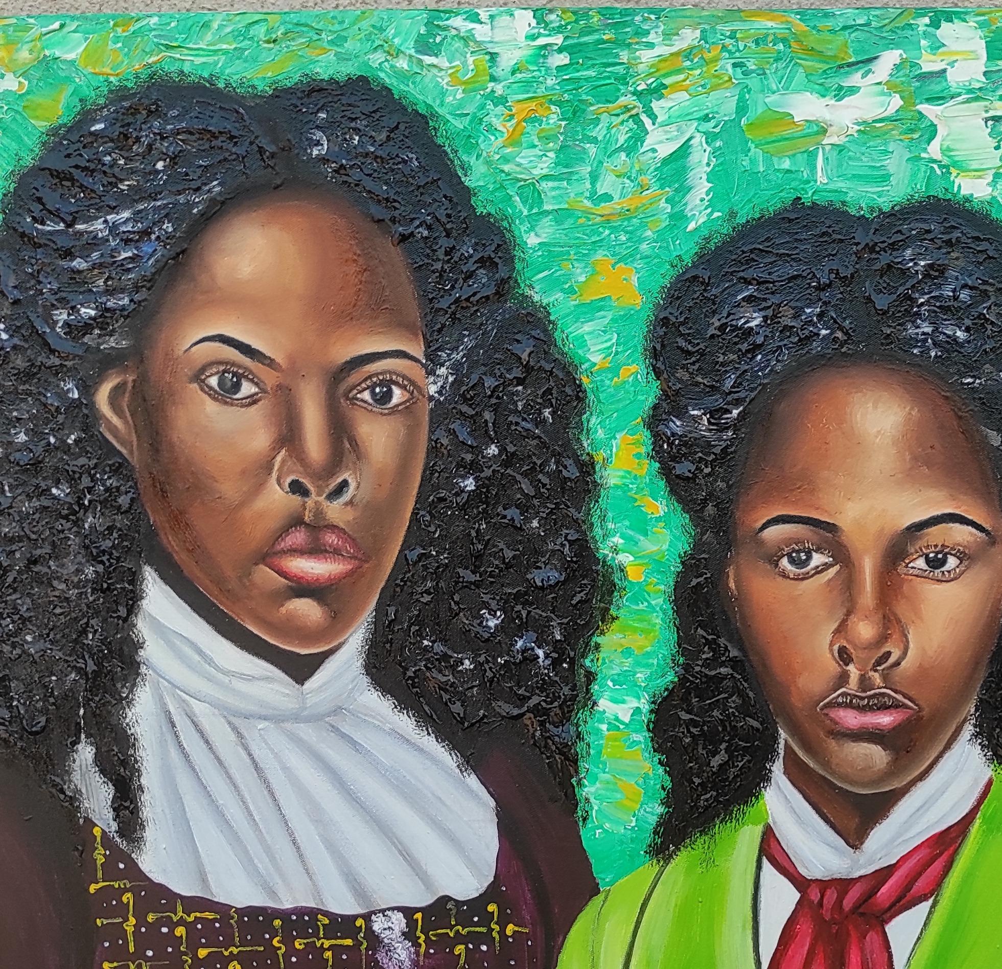 Unité - 21e siècle, Contemporain, Portrait figuratif, Femmes, Ensemble, Amour - Painting de Olaosun Oluwapelumi