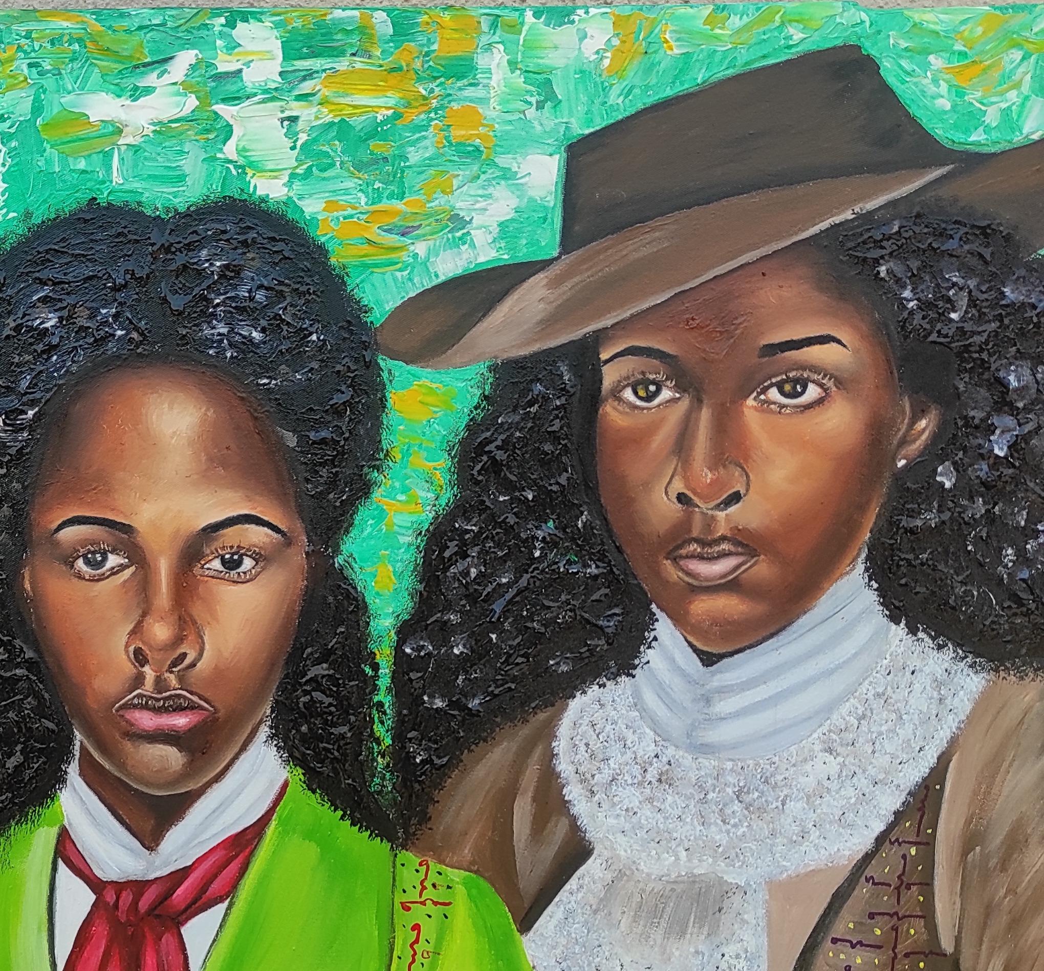 Unité - 21e siècle, Contemporain, Portrait figuratif, Femmes, Ensemble, Amour - Noir Portrait Painting par Olaosun Oluwapelumi