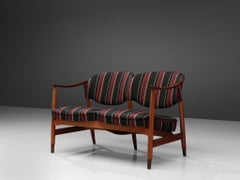Divano Olav Anker Hessen in mogano e tappezzeria a righe