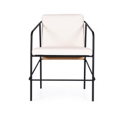 "Olav" Chair in Black Carbon Steel, Upholstered and Wood Detail