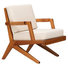 Olavi Hanninen 'Boomerang' Lounge Chair in White Upholstery 