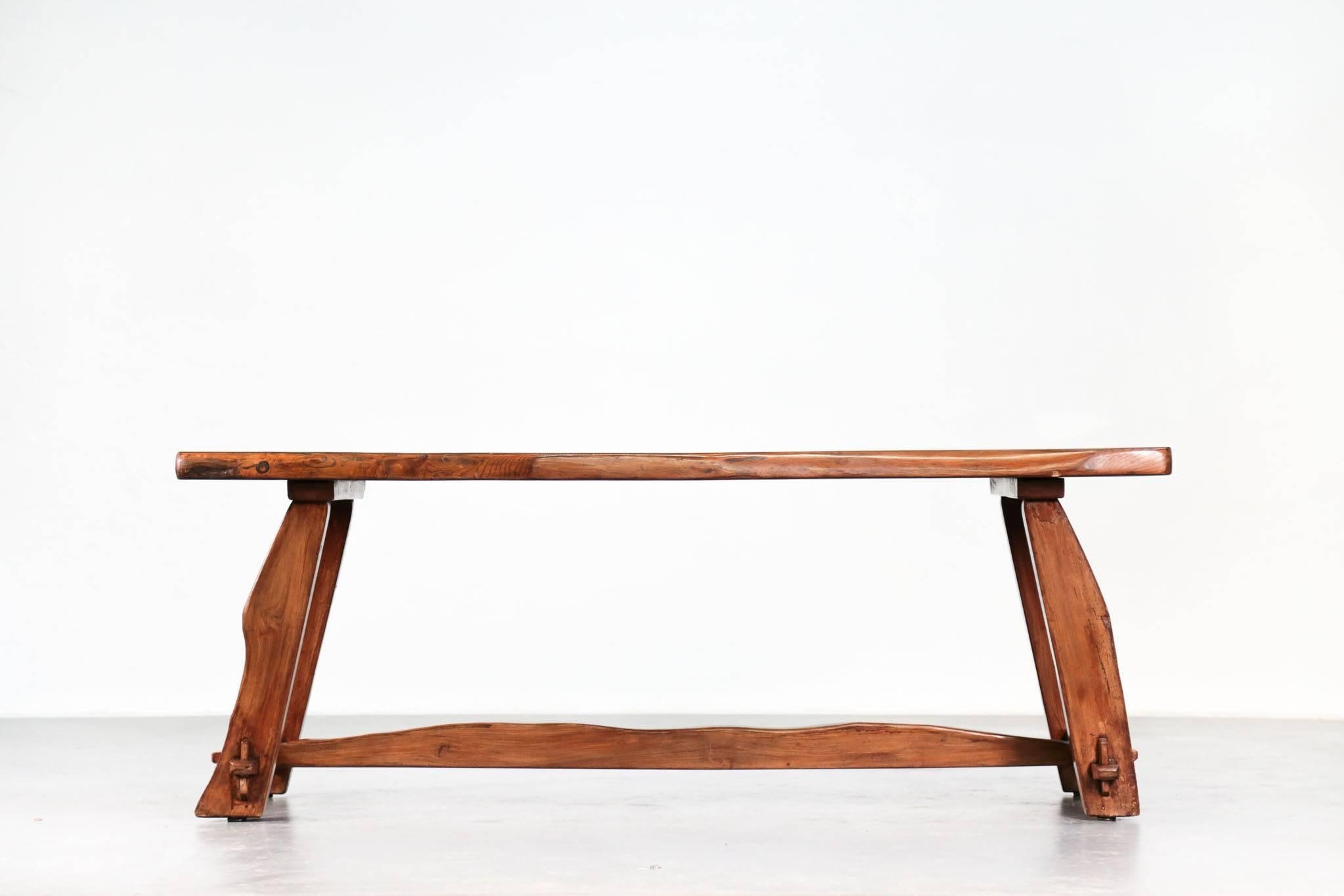 Elm Olavi Hanninen Dining Room Set, Table and Benches