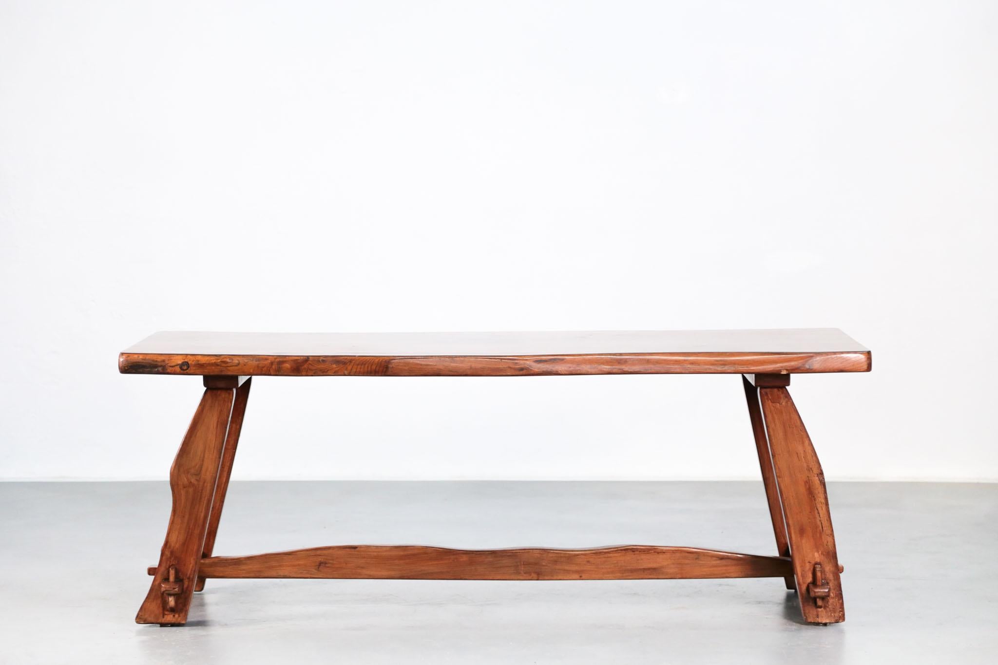 Elm Olavi Hanninen Dining Room Set, Table and Benches