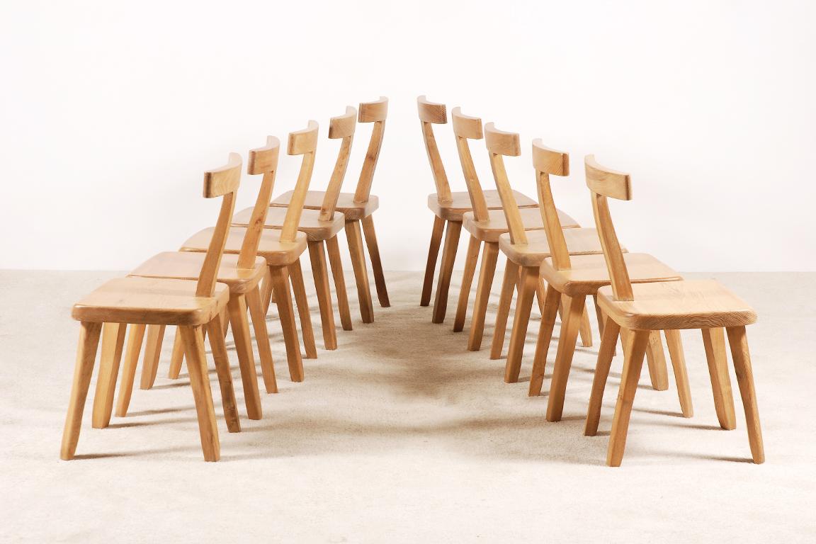 Scandinavian Modern Olavi Hänninen for Mikko Nupponen, Set of 10 Elm Chairs, Finland, 1950