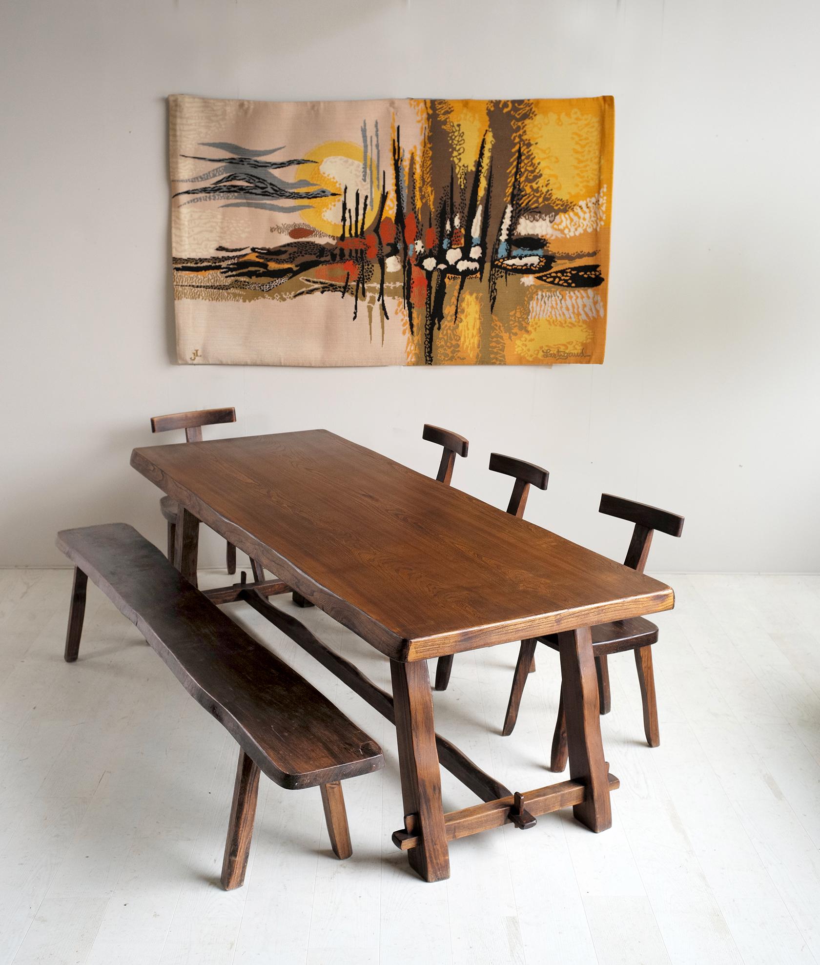 Olavi Hanninen, Rare Large Solid Elm Table, Finland, 1960 3