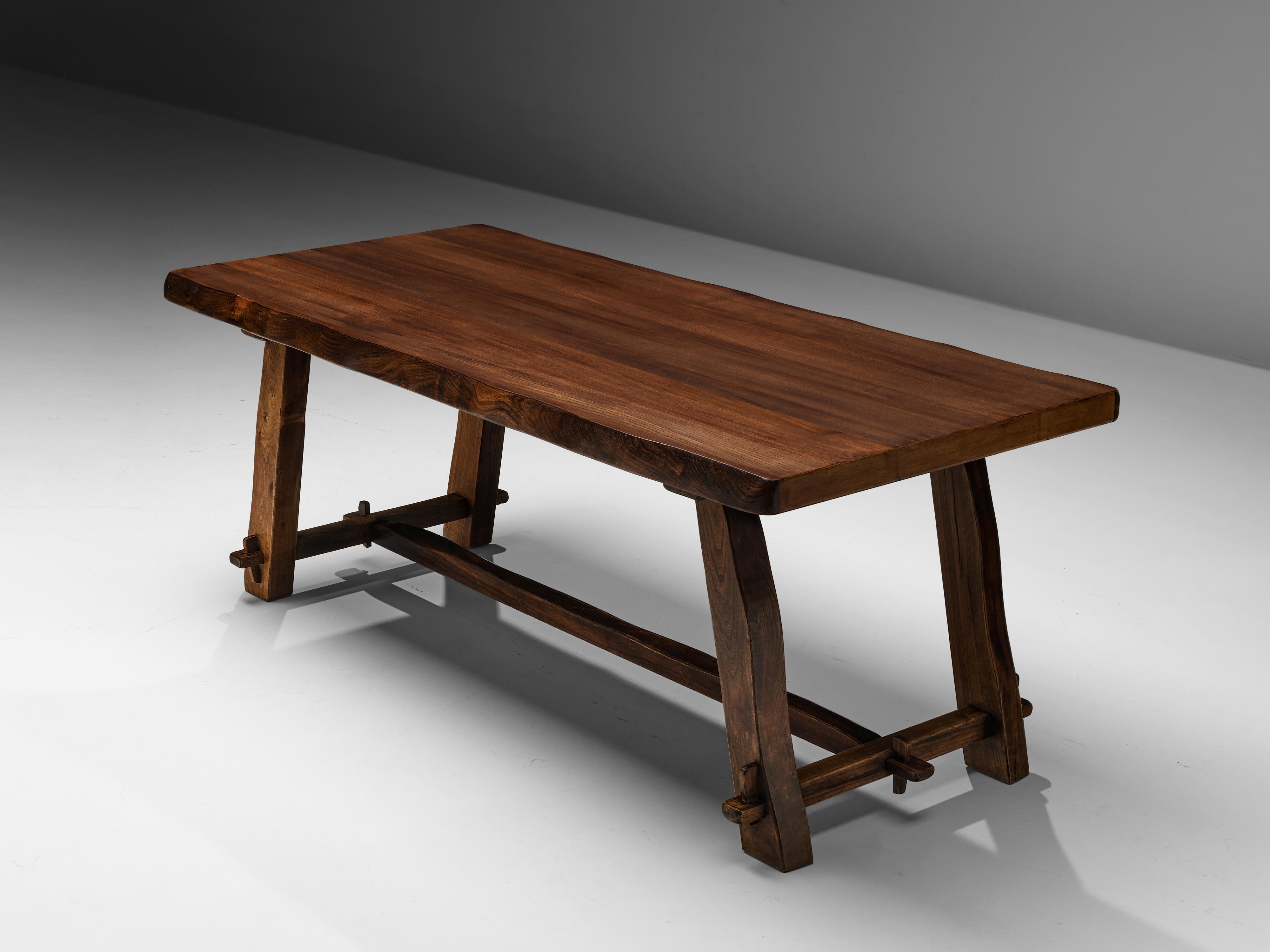 Mid-Century Modern Olavi Hanninen Rustic Dining Table in Solid Elm