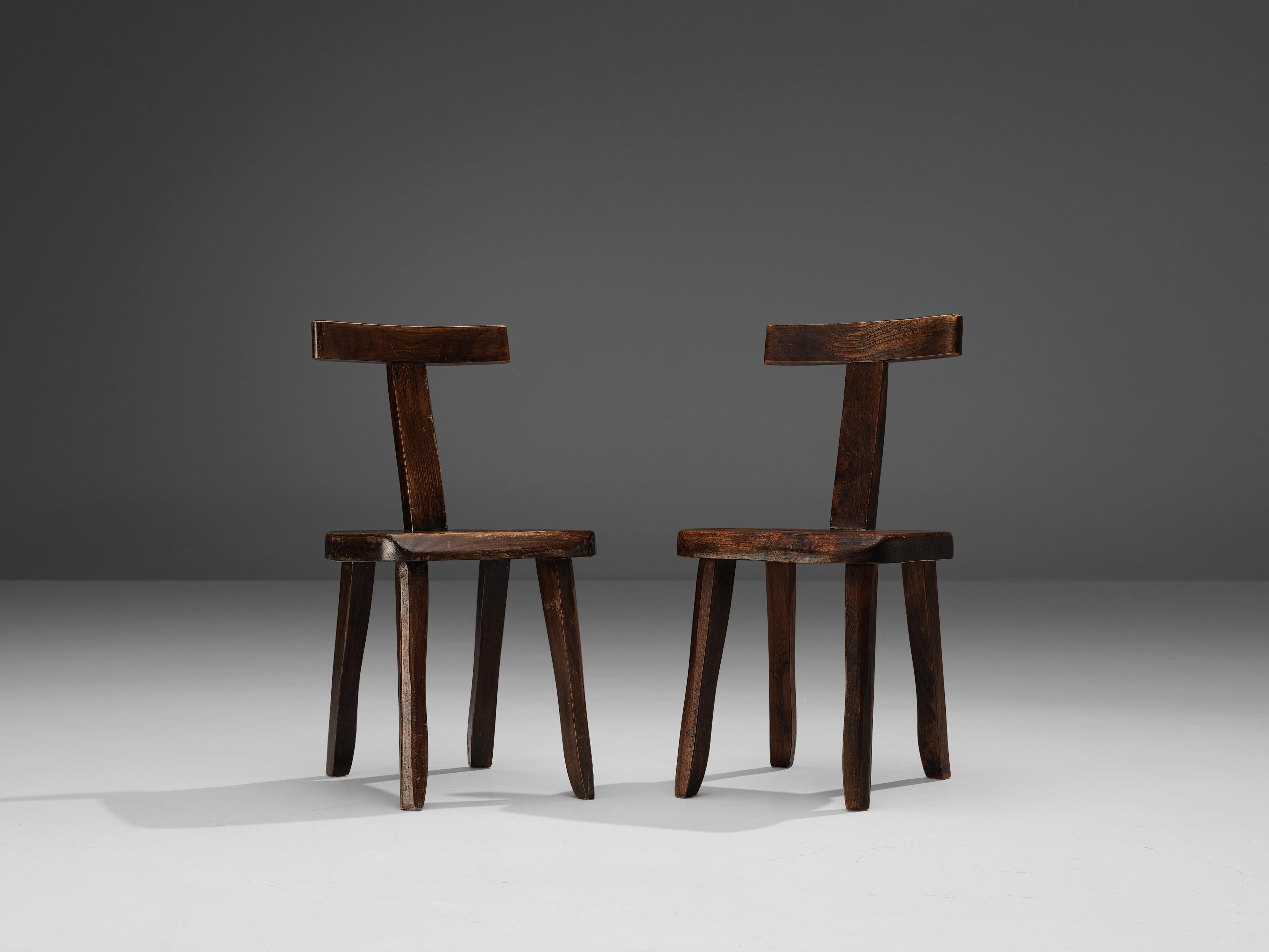 Finnish Olavi Hanninen Sculptural Side Chairs in Stained Elm