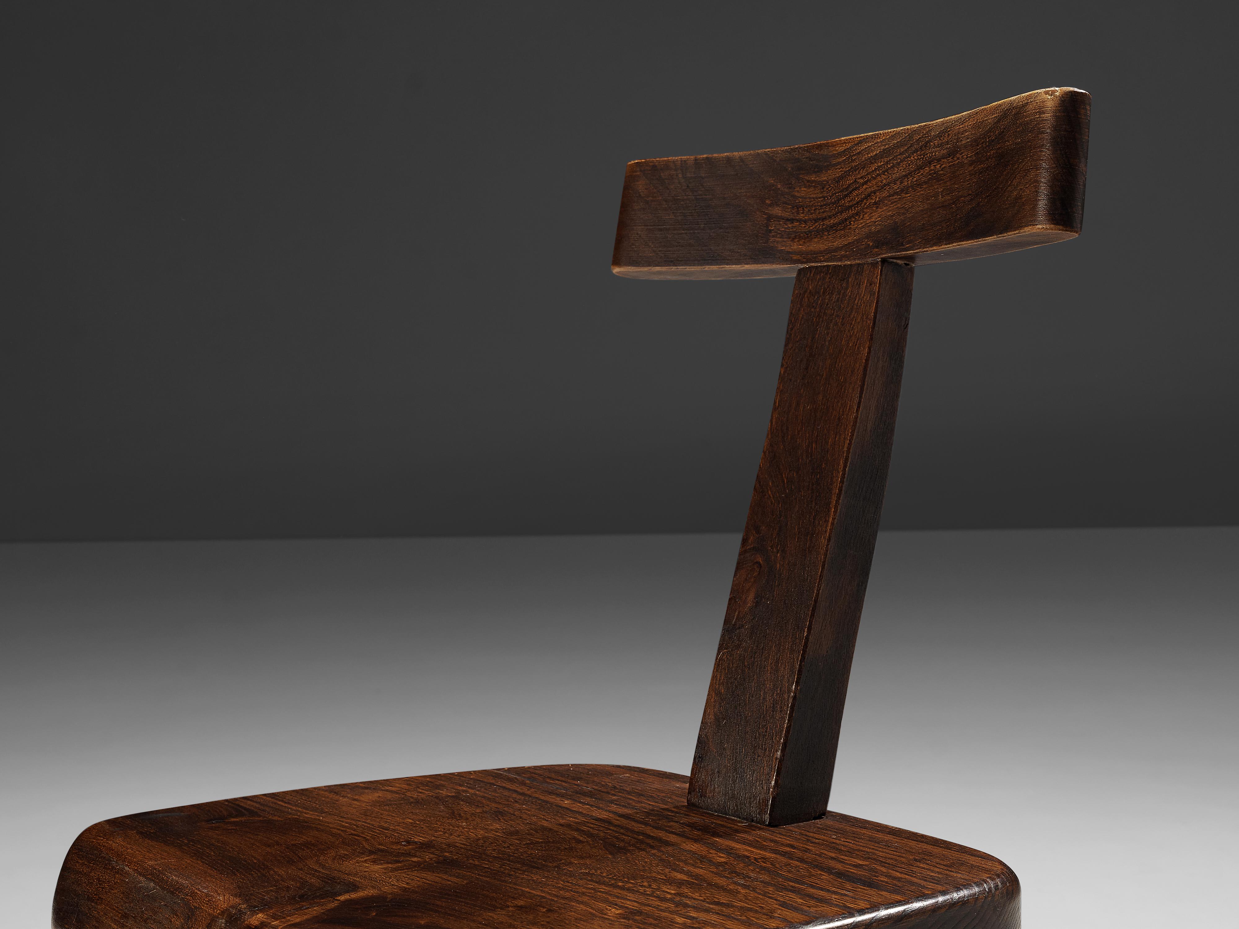 Olavi Hanninen Sculptural Side Chairs in Stained Elm In Good Condition In Waalwijk, NL
