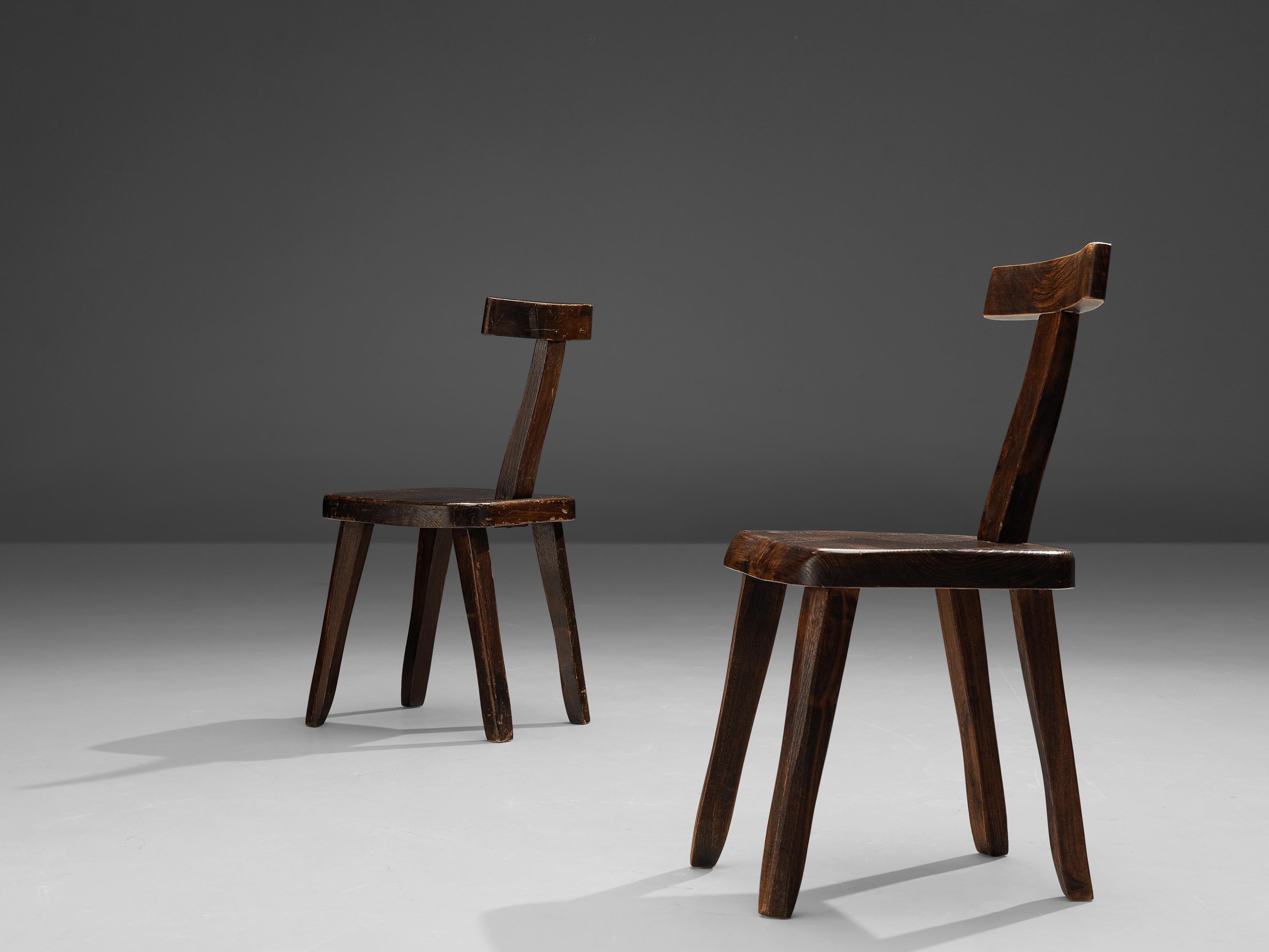 Olavi Hanninen Sculptural Side Chairs in Stained Elm 2
