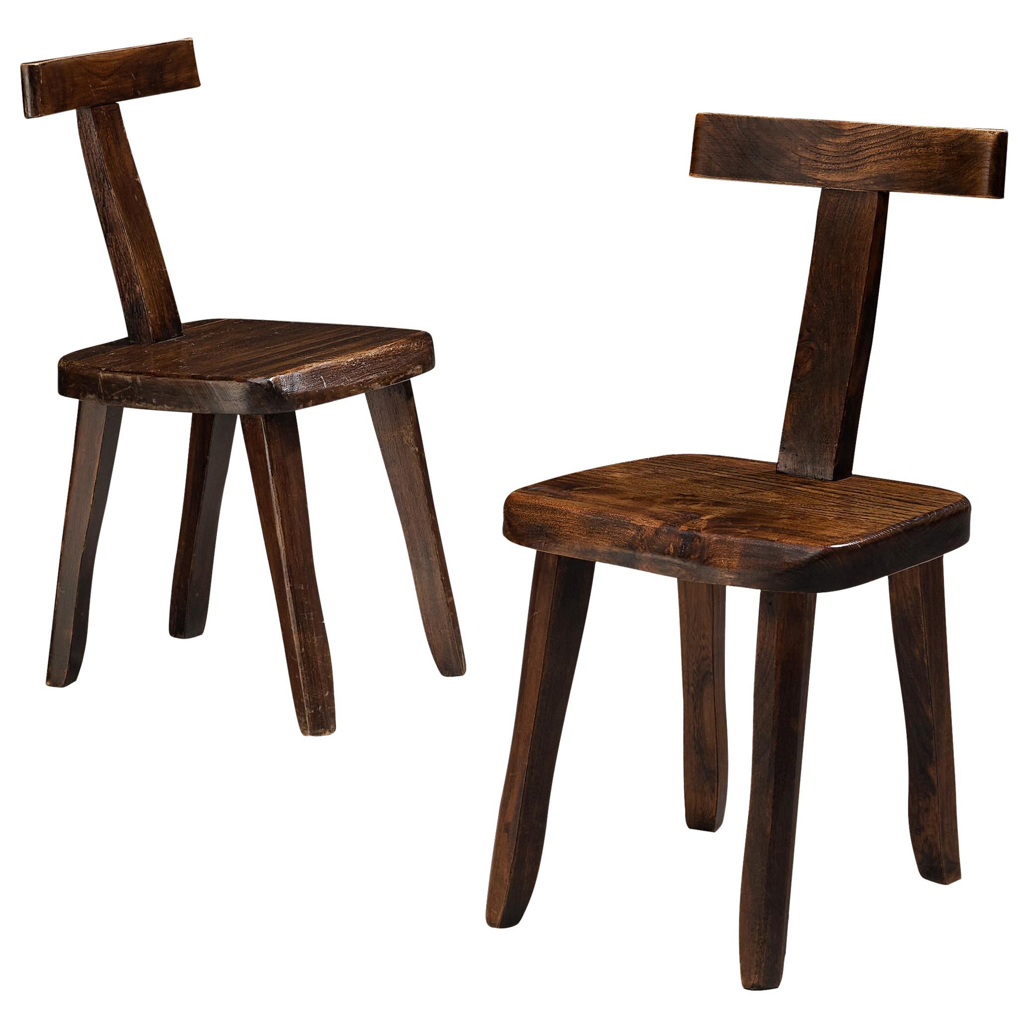 Olavi Hanninen Sculptural Side Chairs in Stained Elm