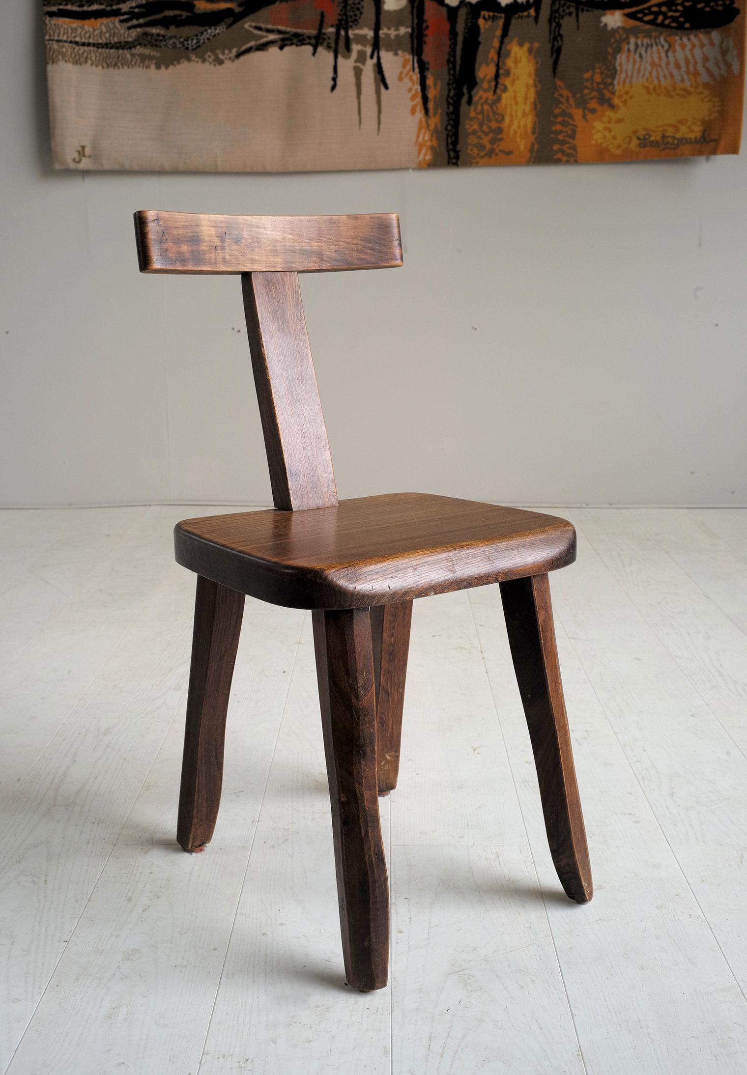 Finnish Olavi Hanninen, Set of 10 T-Chairs in Solid Elm, Finland, 1960