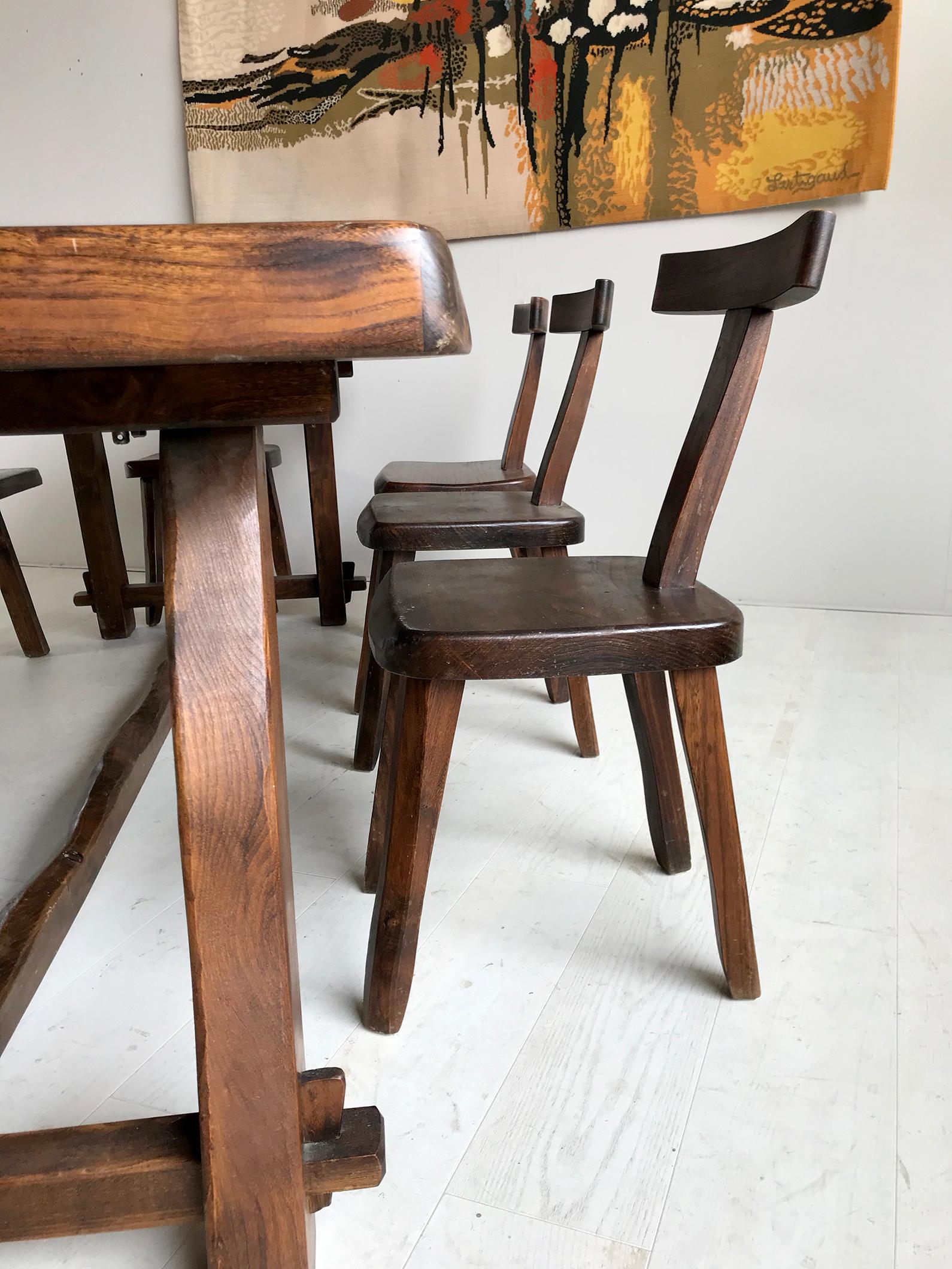 Mid-20th Century Olavi Hanninen, Set of 10 T-Chairs in Solid Elm, Finland, 1960