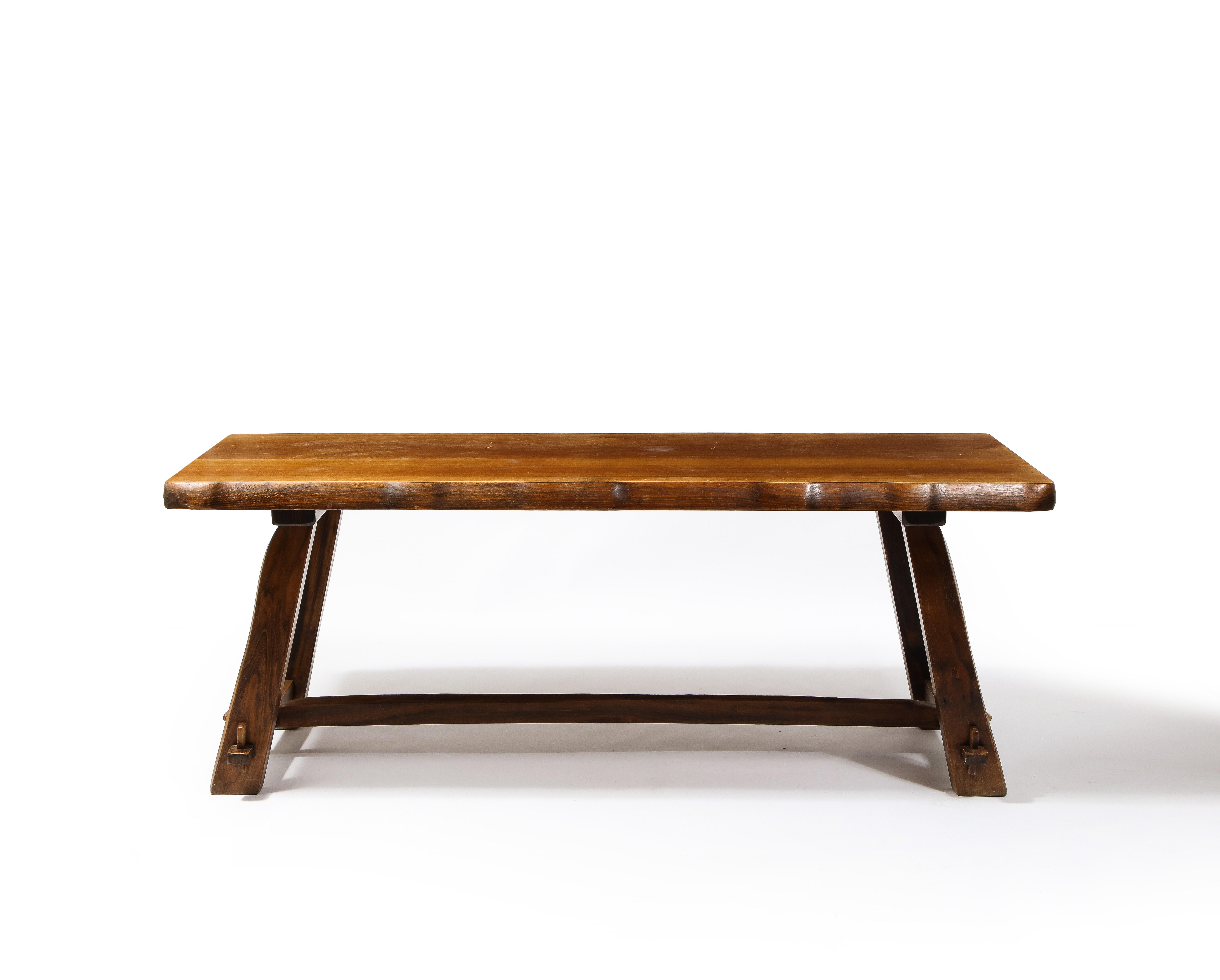 Solid elm table by Olavi Hanninen produced by Mikko Nupponen is entirely handmade of thick Elm. The top is a 4