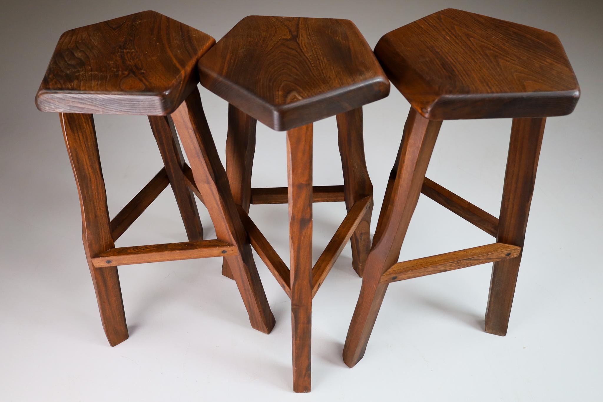 Finnish Olavi Hänninen Wooden Stools, Finland 1960