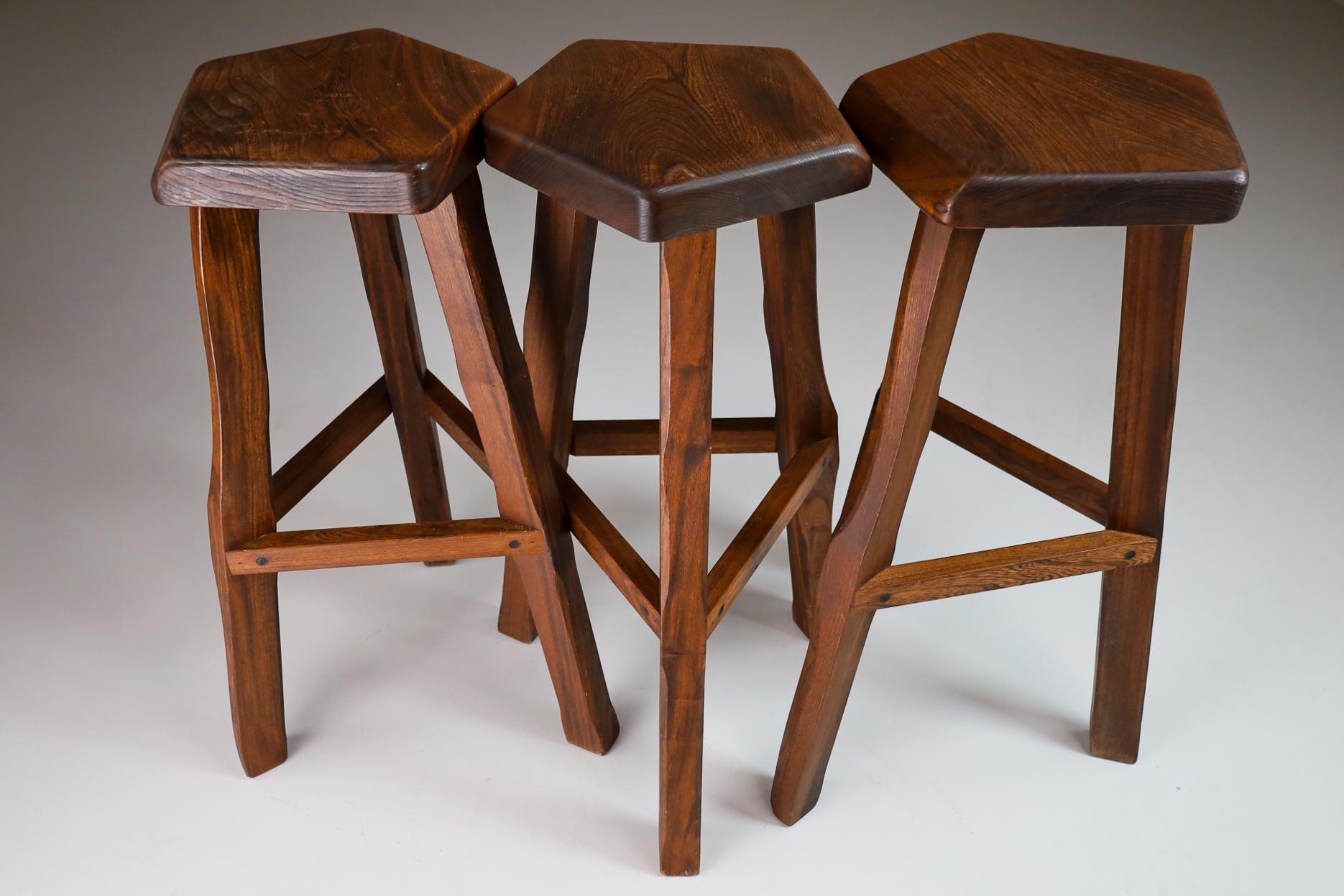 Olavi Hänninen Wooden Stools, Finland 1960 In Good Condition In Almelo, NL