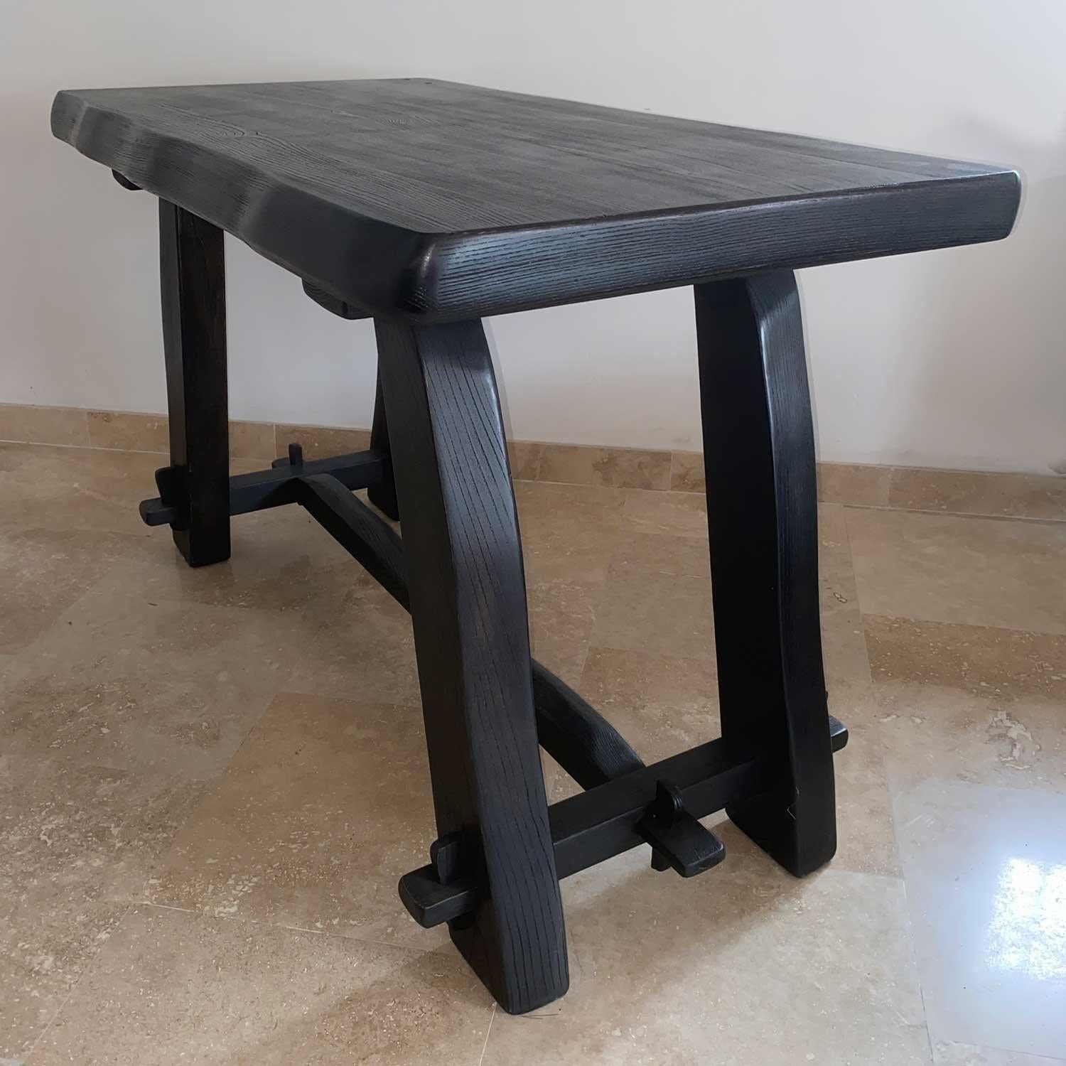 OLAVI TAPIO HANNINEN 
desk table in black lacquered elm, this is the smallest model in this series. This table is very influenced by the work of Alexandre Noll