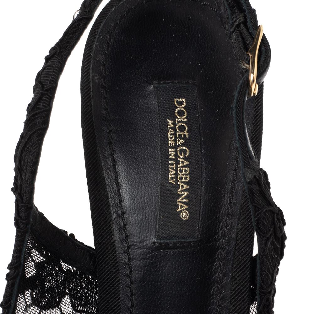 olce & Gabbana Black Lace Slingback Sandals Size 38 3