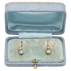 Orecchini antichi in oro 14k con diamanti, Ungheria, 1937-1966.