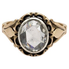 Old 14k gold rose-cut 1.50ct diamond ring from circa 1900s.