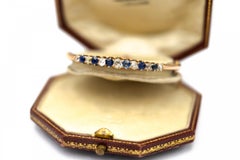 Old 18k gold bracelet with sapphires and old-cut diamonds 1.70 ct