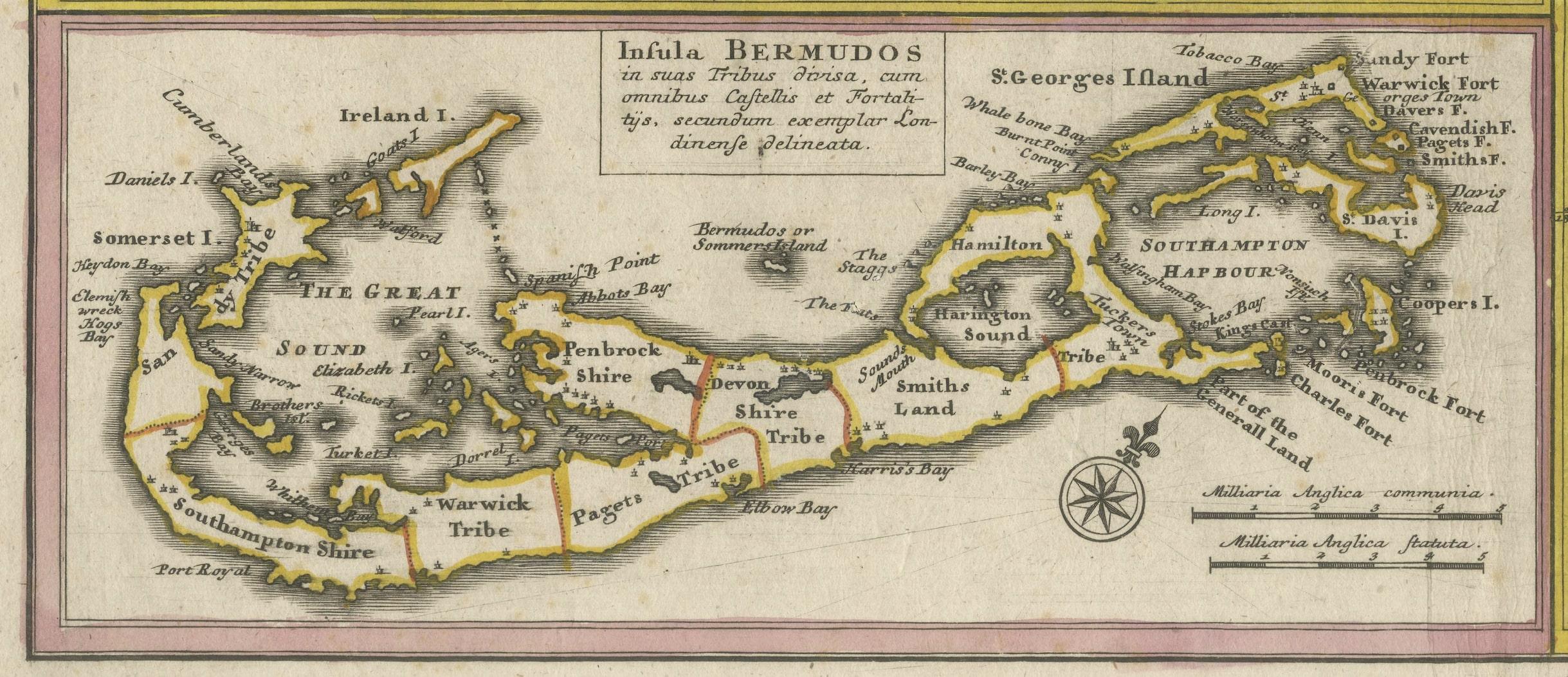 Mid-18th Century Old 18th Century Composite Map of Key Caribbean Islands with Descriptive Texts For Sale