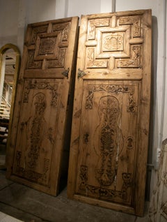 Old 1930s Spanish Lime Washed Wooden Double Door