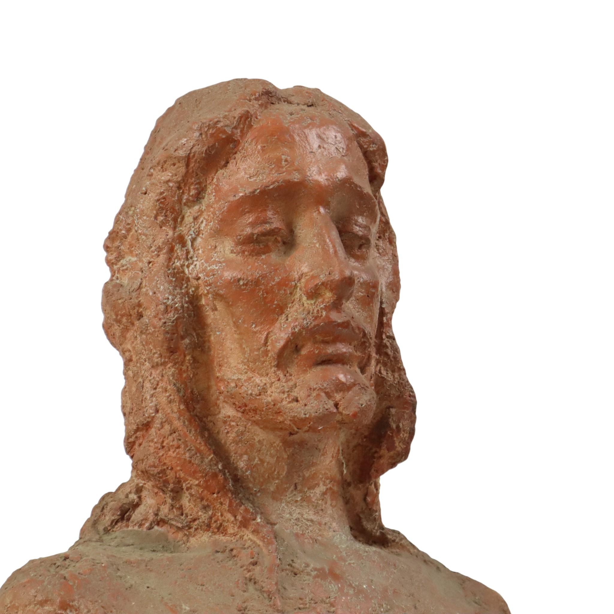 Alte abstrakte Terrakotta-Büste von Christus Lebensgröße im Angebot 7