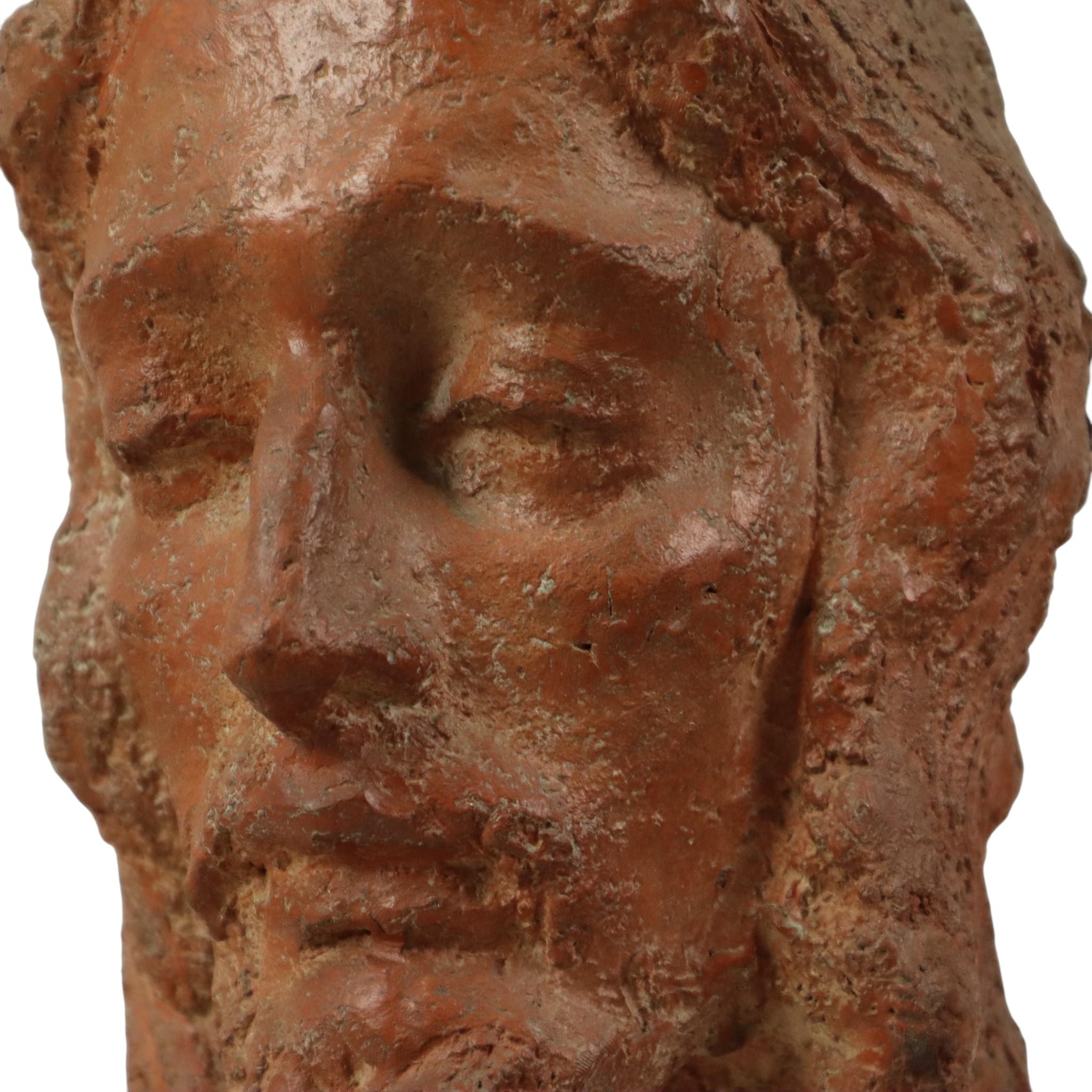 Alte abstrakte Terrakotta-Büste von Christus Lebensgröße im Angebot 9