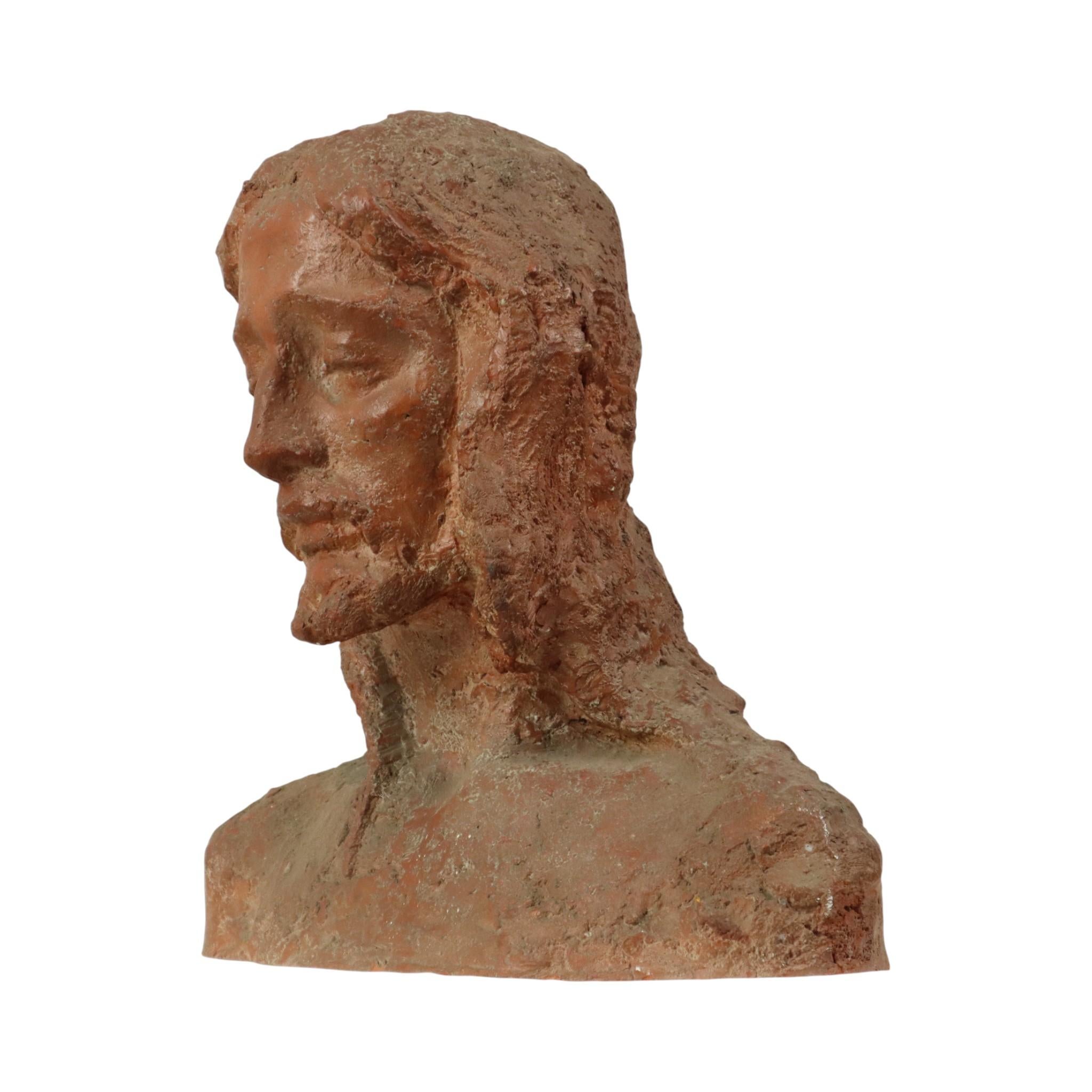 Alte abstrakte Terrakotta-Büste von Christus Lebensgröße im Angebot 15