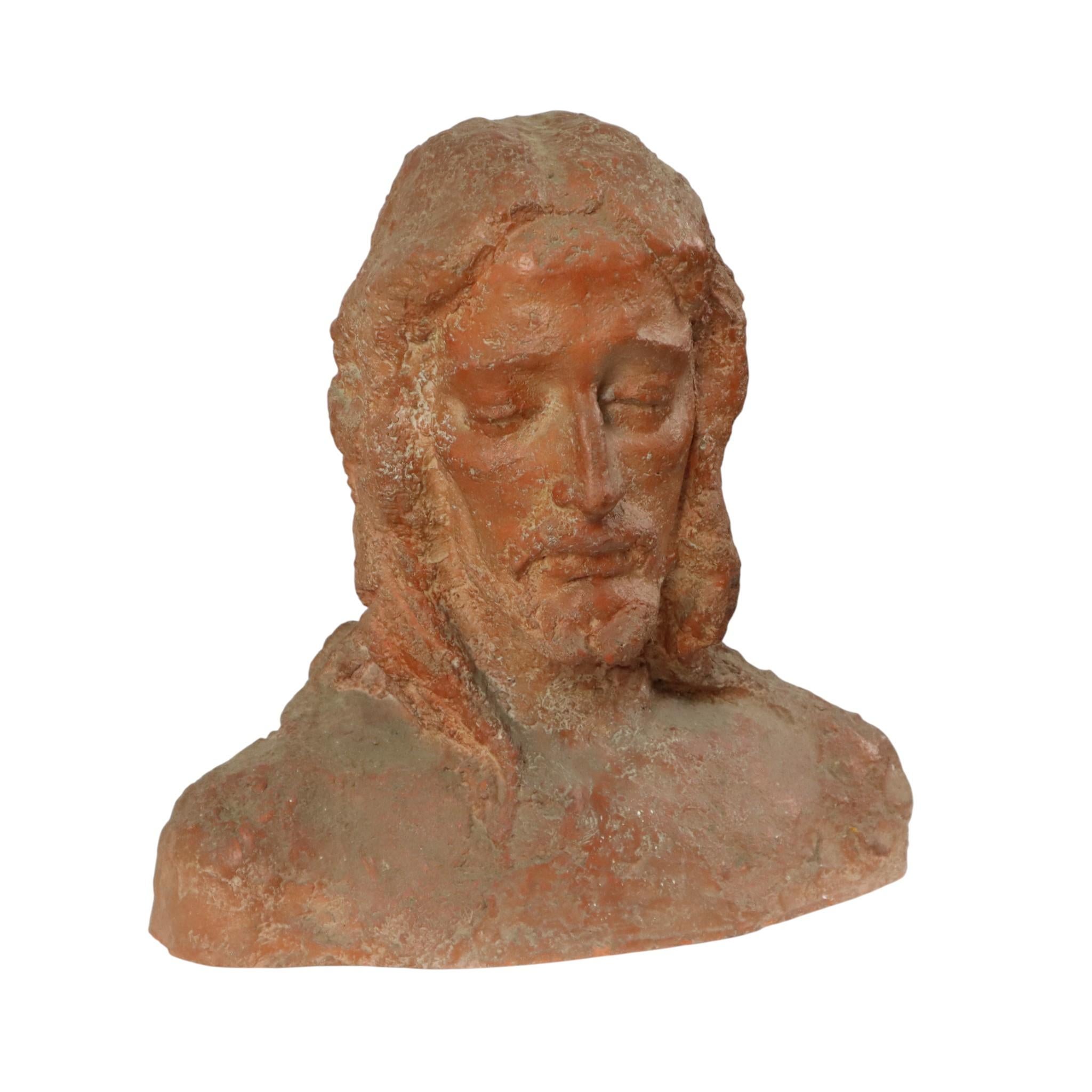 Alte abstrakte Terrakotta-Büste von Christus Lebensgröße im Zustand „Gut“ im Angebot in Poperinge, BE