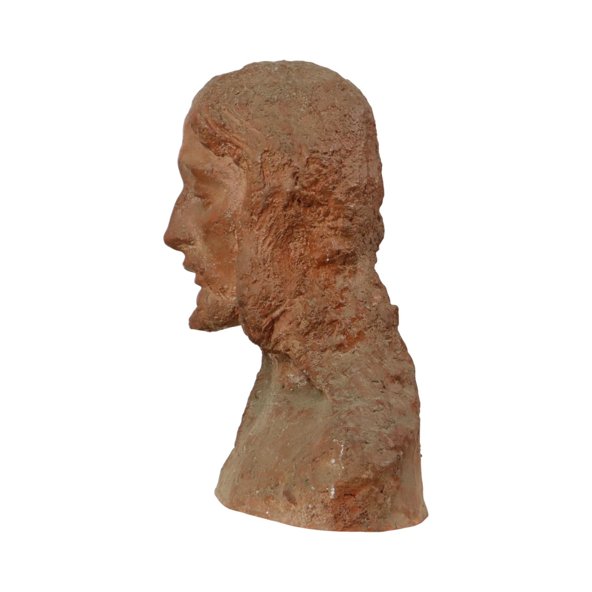 Alte abstrakte Terrakotta-Büste von Christus Lebensgröße im Angebot 3
