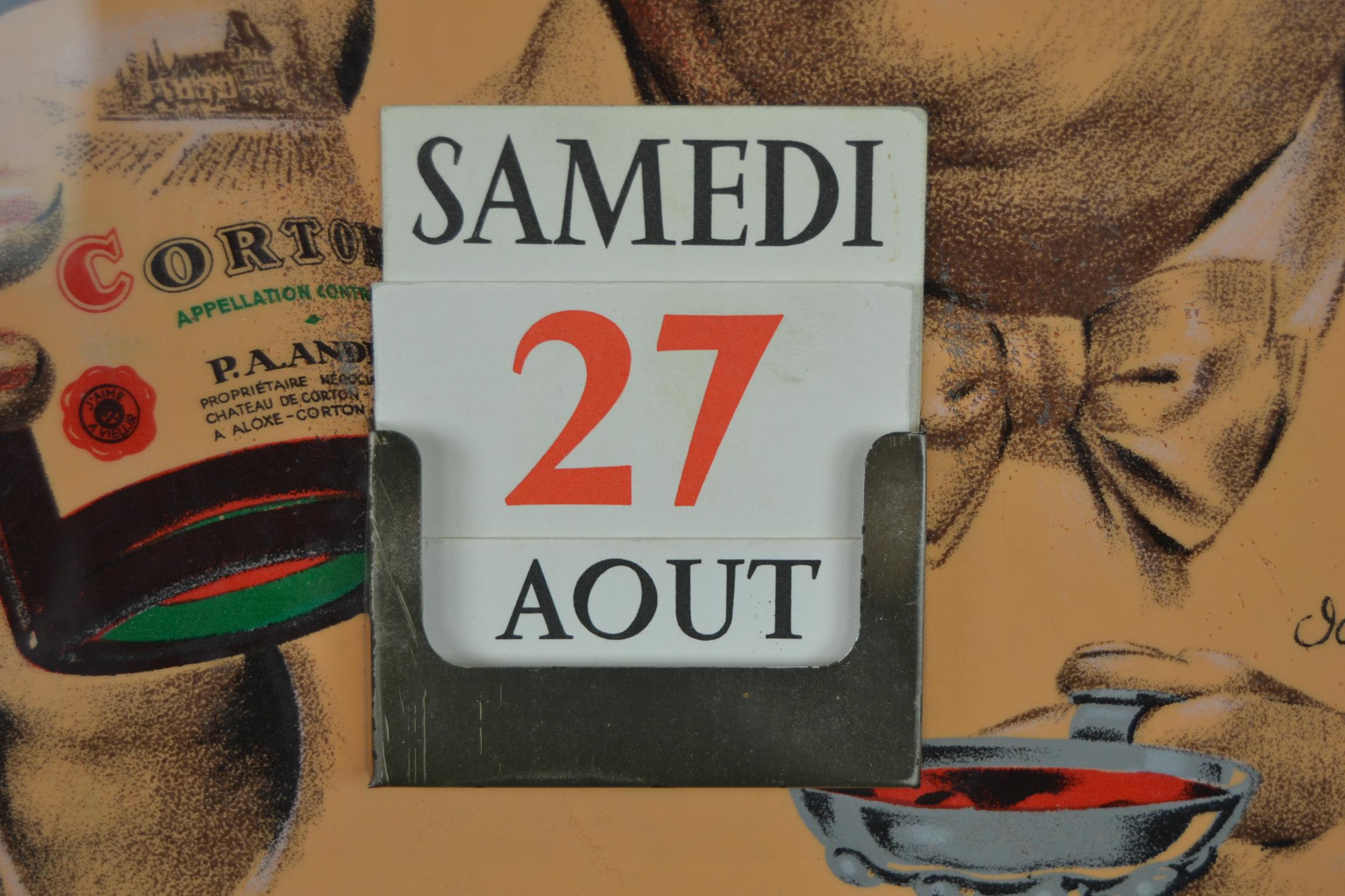 1930s Sign with Calendar for French Wine For Sale 2