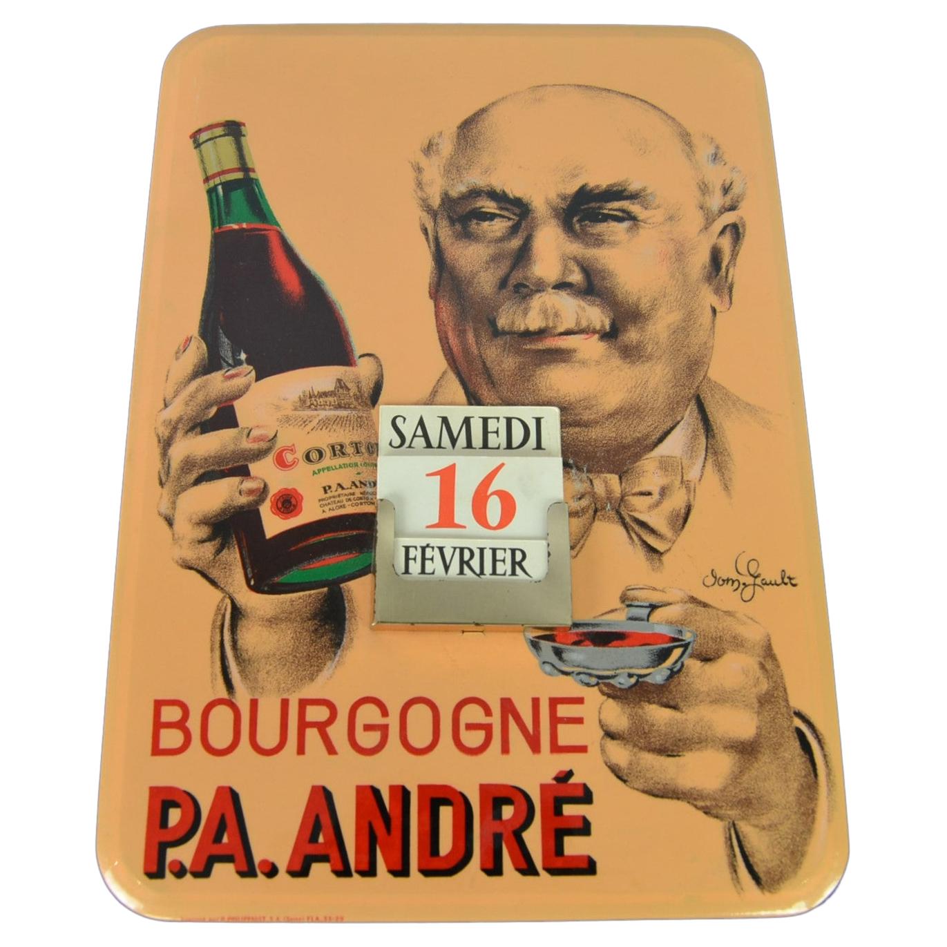 Old Advertising Sign with Calendar for French Wine